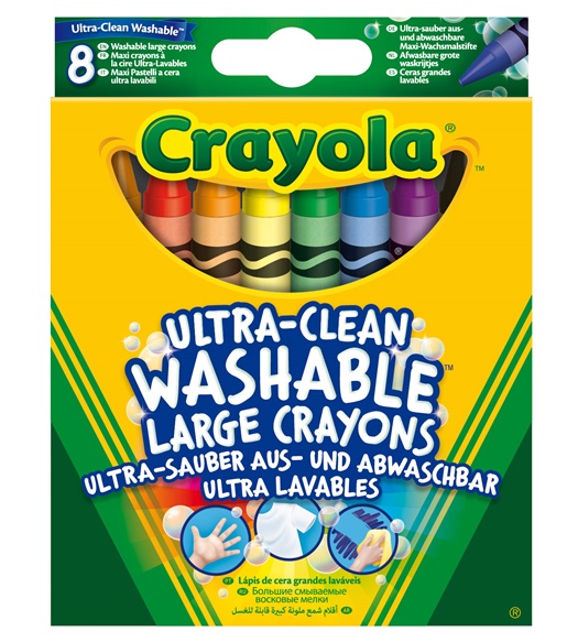 8 gros crayons à la cire ultra-lavable