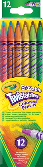 12 crayons de couleur Twistables effaçables