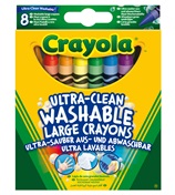8 gros crayons &#224; la cire ultra-lavable
